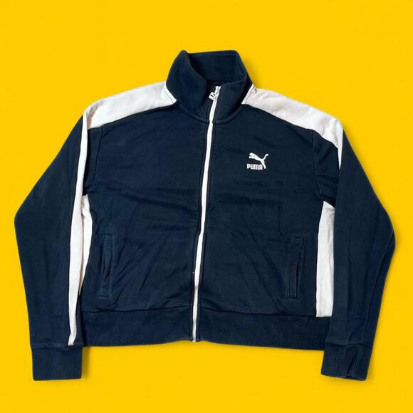 PUMA T7 Track Jacket Men’s XL Black White Full Zip Retro Sportswear - Picture 1 of 4